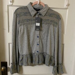 Young Threads Stylish Gray and Blue Button Down Shirt